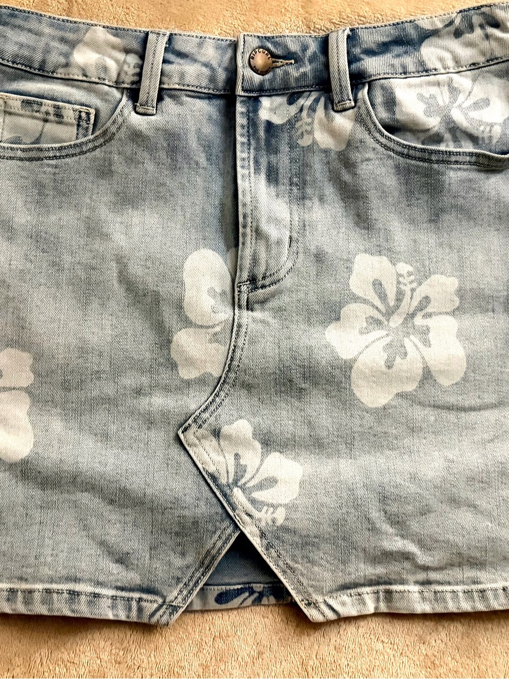 Ripcurl Light Blue Jean Mini with White Tropical Flowers